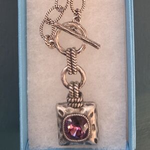 Touchstone Crystal Silver Necklace with Purple Gem